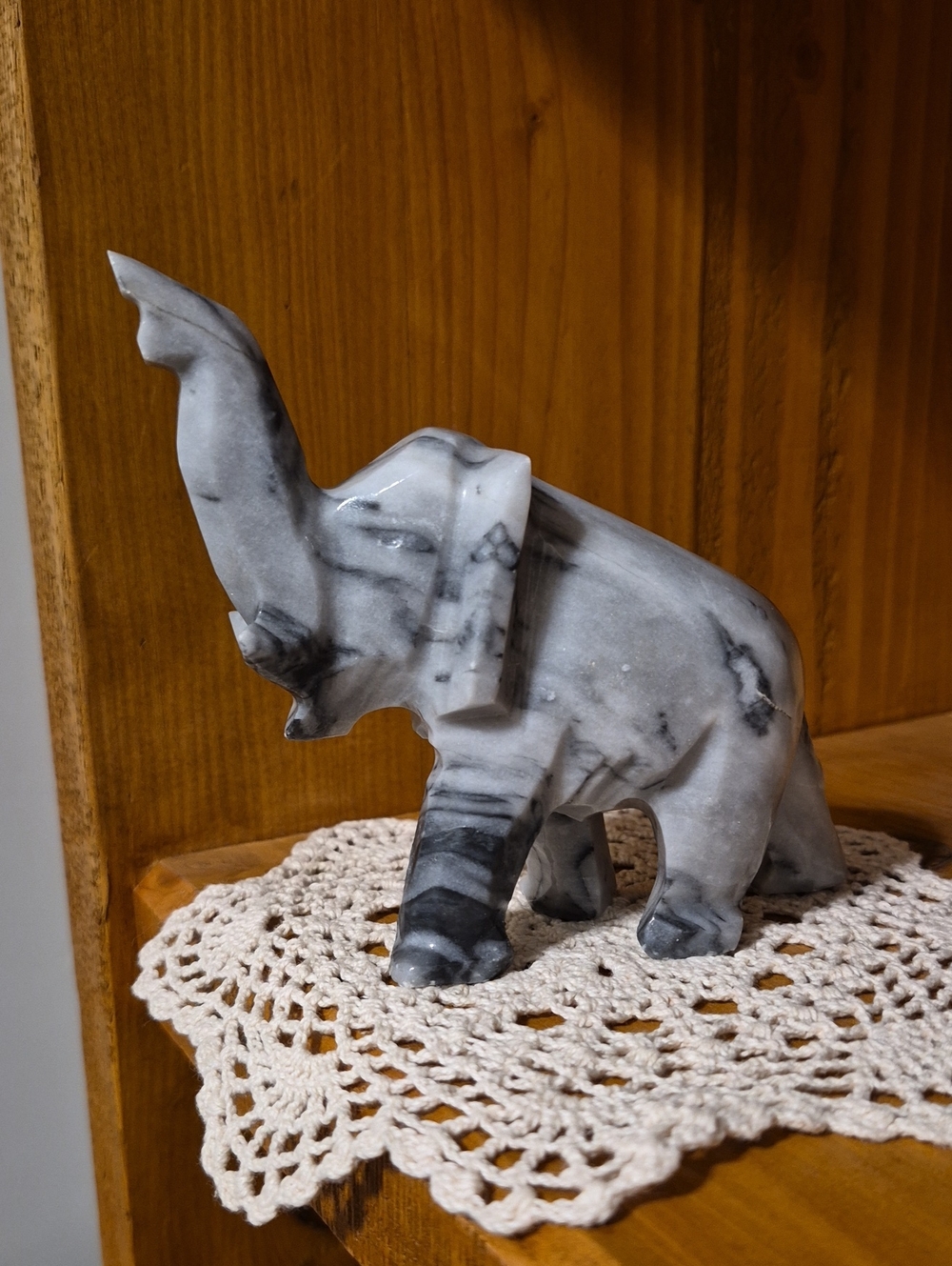 Gray Marble Elephant Sculpture - Decorative Home Accent